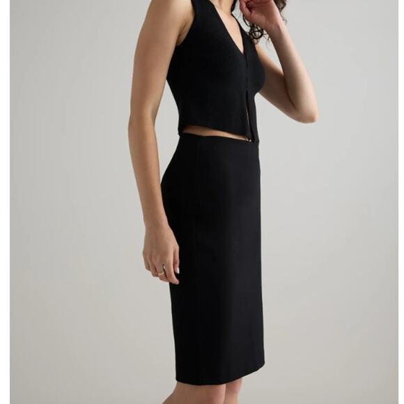 Quince NWT Black Ultra-Stretch Ponte Pencil Skirt Women’s Size Small - Picture 3 of 9